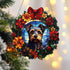 Border Terrier Christmas Wreath Suncatcher